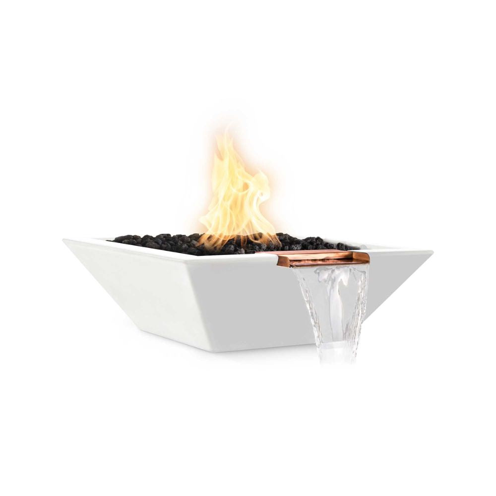 Maya Glass Fiber Reinforced Concrete Square Fire & Water Bowl - Liquid Propane - Electronic Ignition