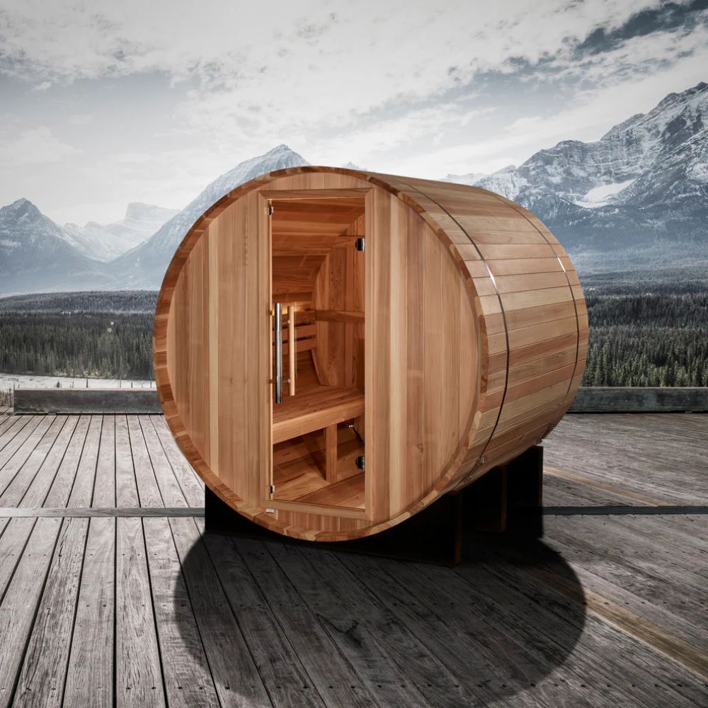 Golden Designs St. Moritz 2-Person Outdoor Traditional Barrel Sauna (Cedar)