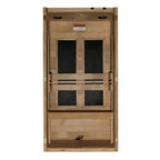 Wooden screen door with a white background
