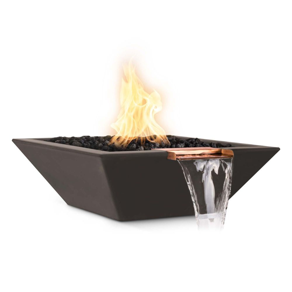 Maya Glass Fiber Reinforced Concrete Square Fire & Water Bowl - Liquid Propane - Electronic Ignition
