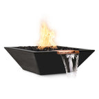 Maya Glass Fiber Reinforced Concrete Square Fire & Water Bowl - Liquid Propane - Electronic Ignition