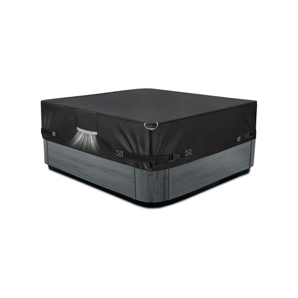 Black and gray storage box with a lid on a white background