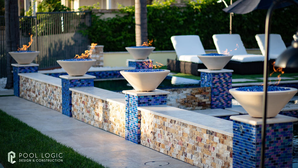 Cazo Glass Fiber Reinforced Concrete Round Fire & Water Bowl - Liquid Propane - Electronic Ignition