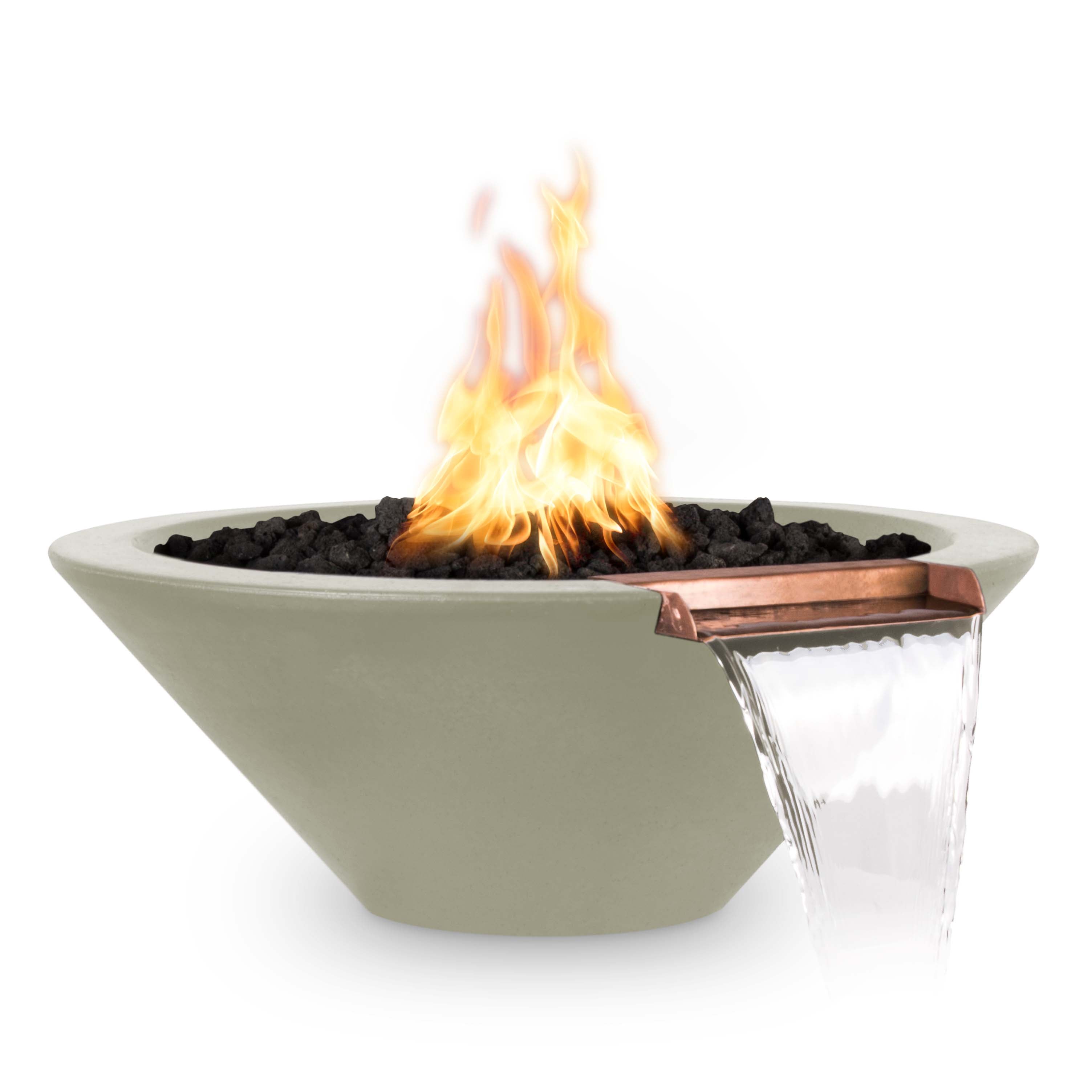 Cazo Glass Fiber Reinforced Concrete Round Fire & Water Bowl - Liquid Propane - Electronic Ignition