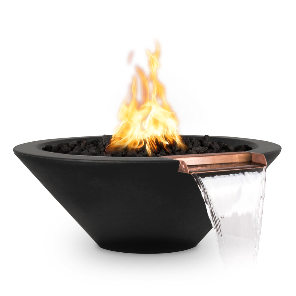 Cazo Glass Fiber Reinforced Concrete Round Fire & Water Bowl - Liquid Propane - Electronic Ignition
