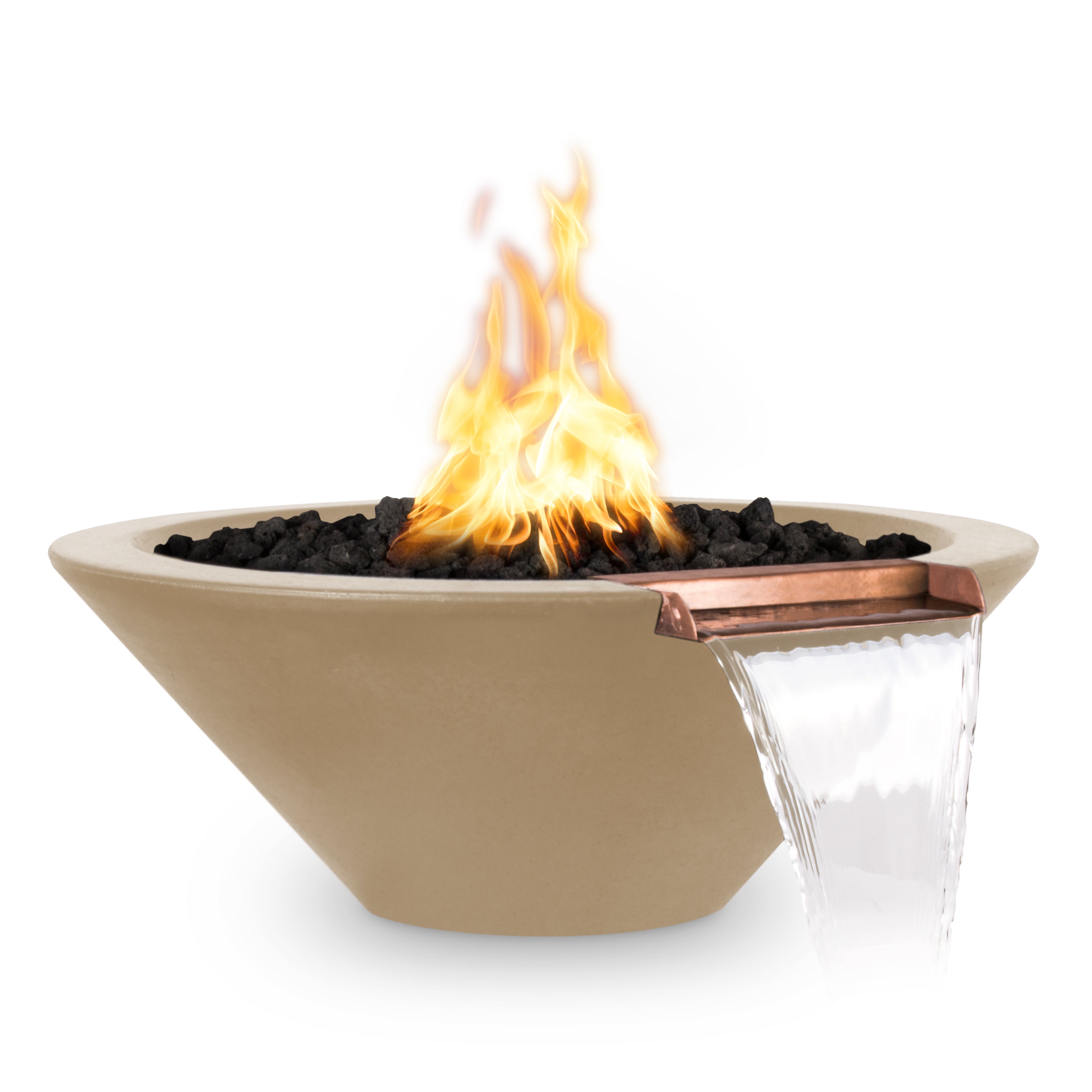 Cazo Glass Fiber Reinforced Concrete Round Fire & Water Bowl - Liquid Propane - Electronic Ignition
