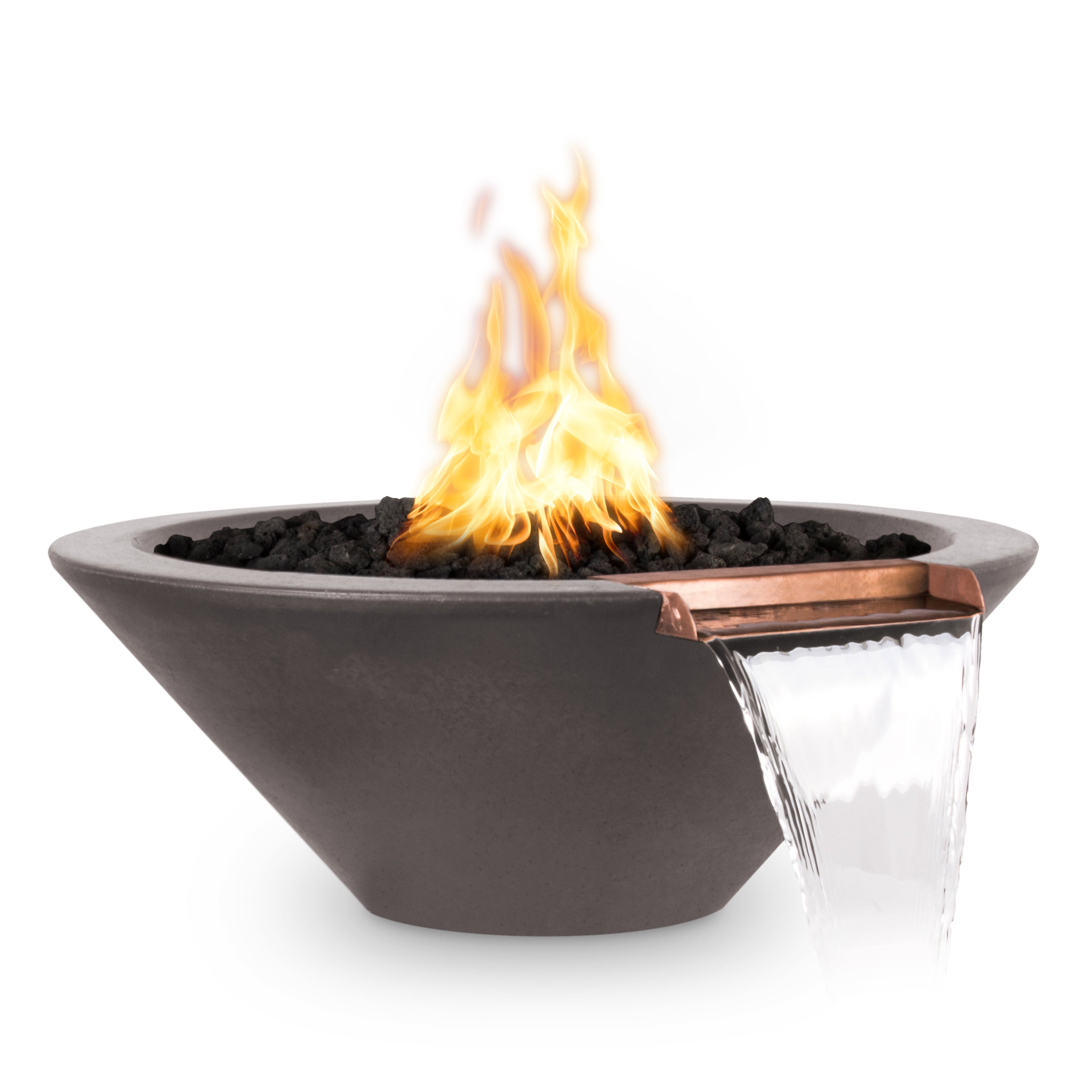 Cazo Glass Fiber Reinforced Concrete Round Fire & Water Bowl - Liquid Propane - Electronic Ignition