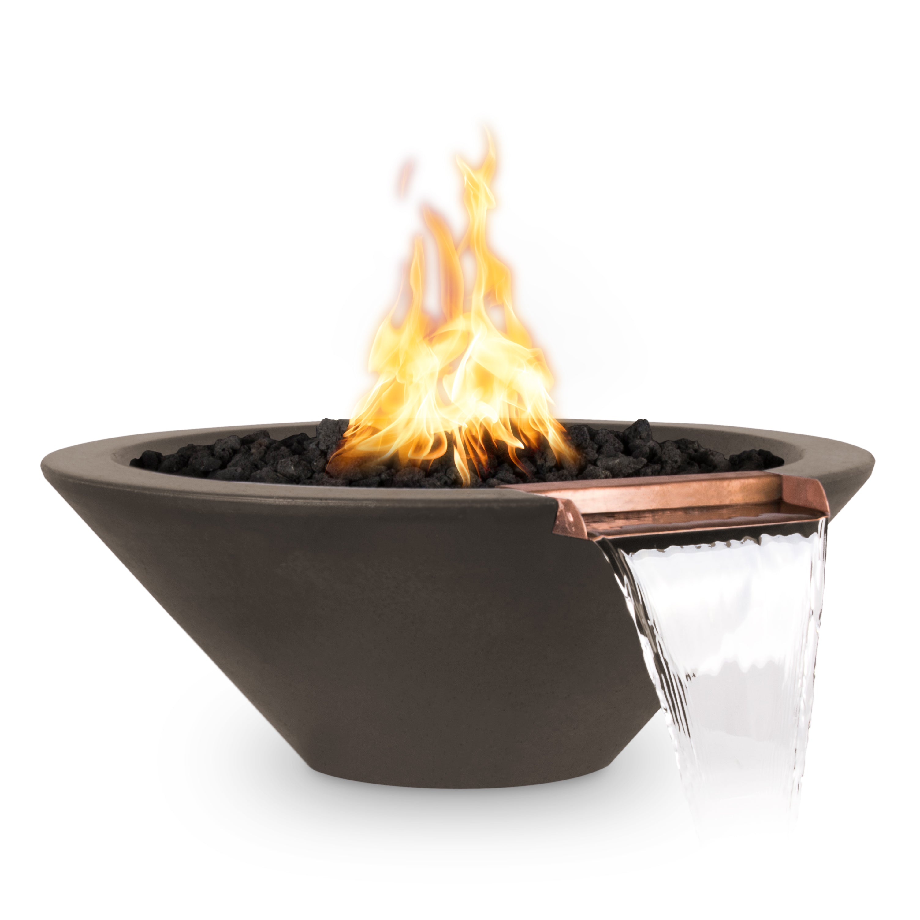 Cazo Glass Fiber Reinforced Concrete Round Fire & Water Bowl - Liquid Propane - Electronic Ignition