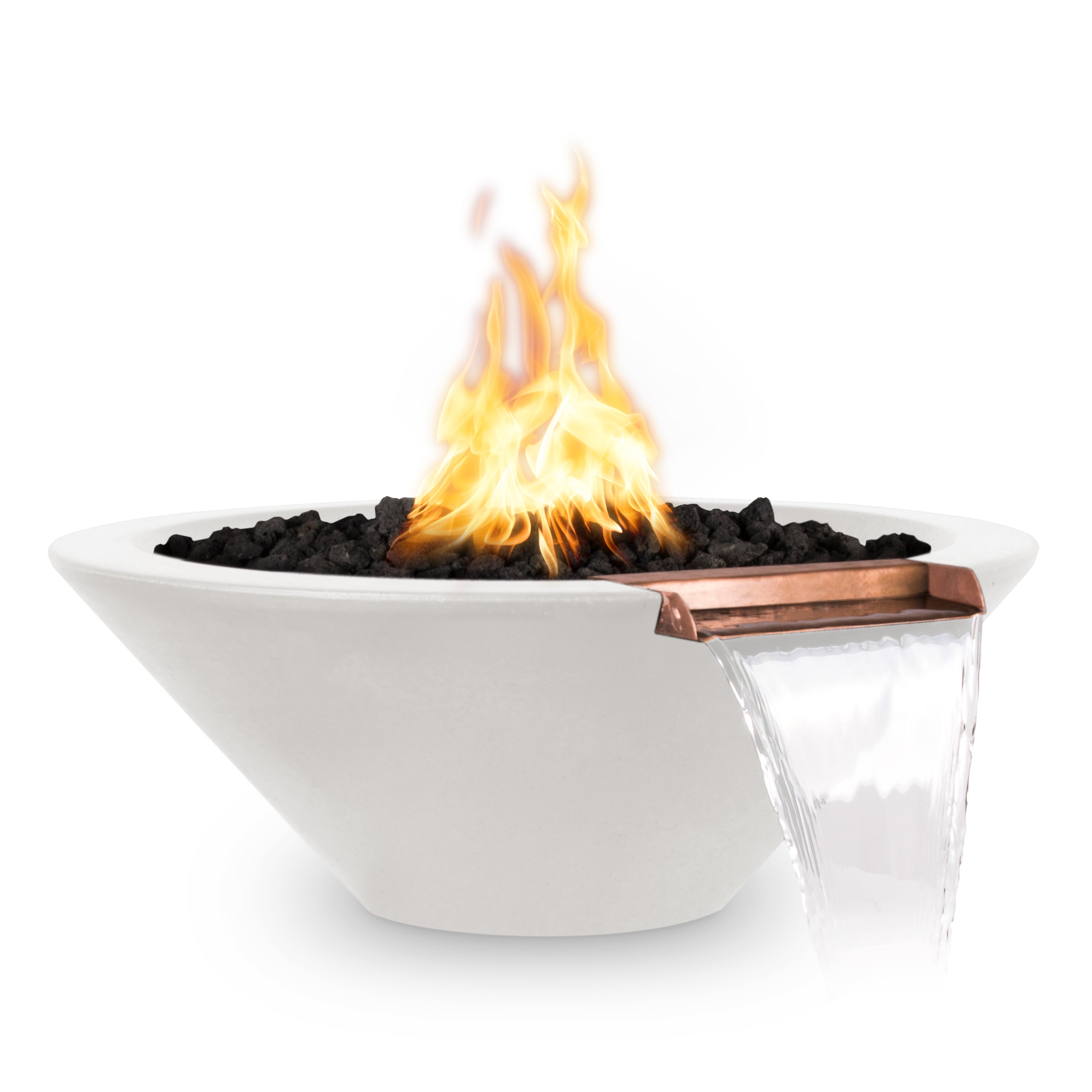 Cazo Glass Fiber Reinforced Concrete Round Fire & Water Bowl - Liquid Propane - Electronic Ignition
