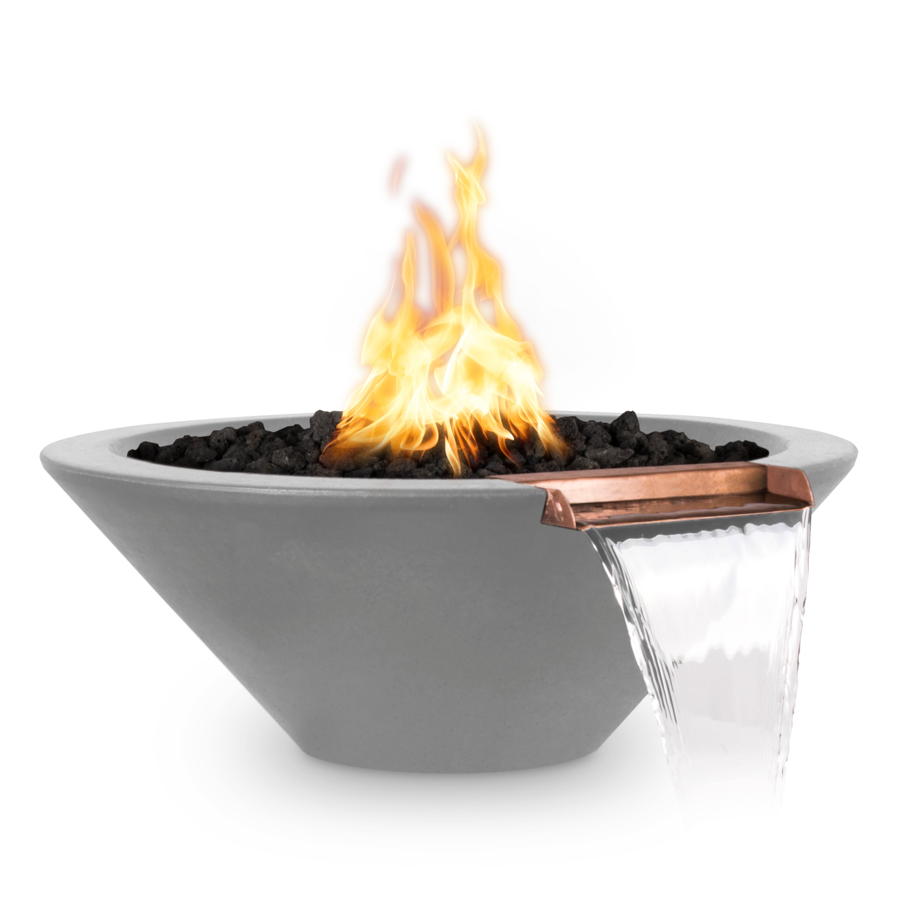 Cazo Glass Fiber Reinforced Concrete Round Fire & Water Bowl - Liquid Propane - Electronic Ignition