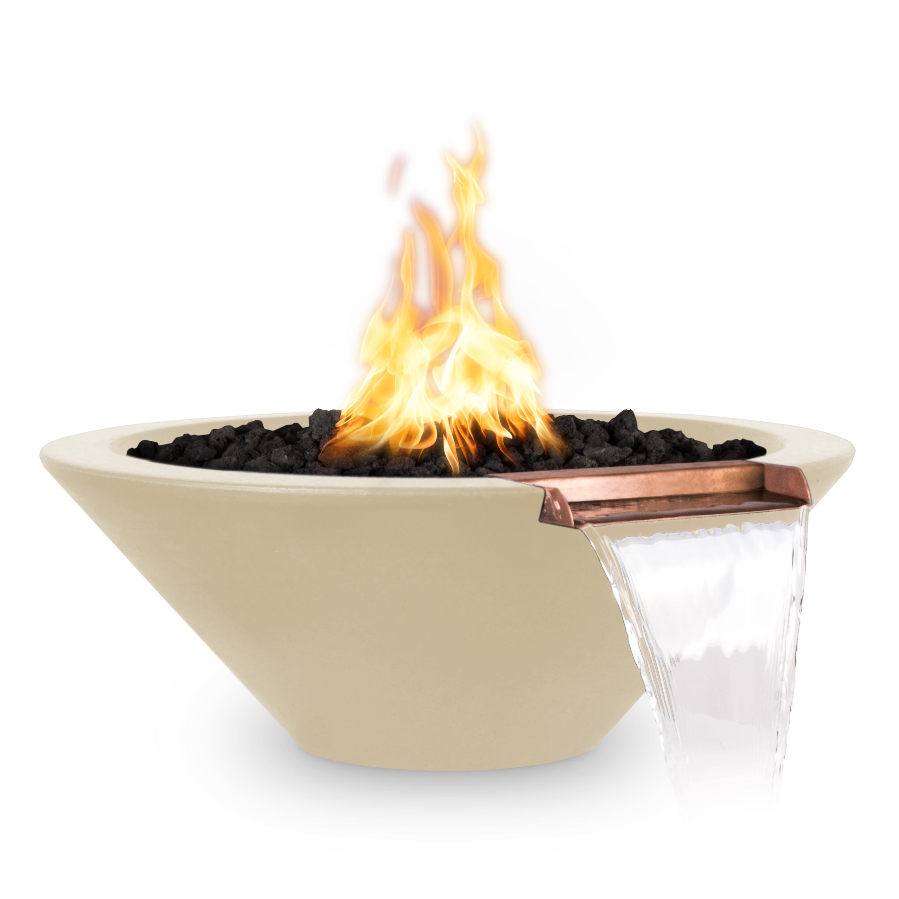 Cazo Glass Fiber Reinforced Concrete Round Fire & Water Bowl - Liquid Propane - Electronic Ignition