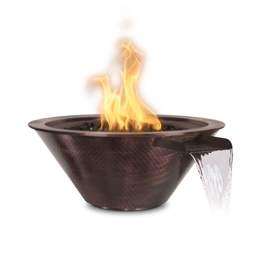 Brown fire pit with flames on a white background