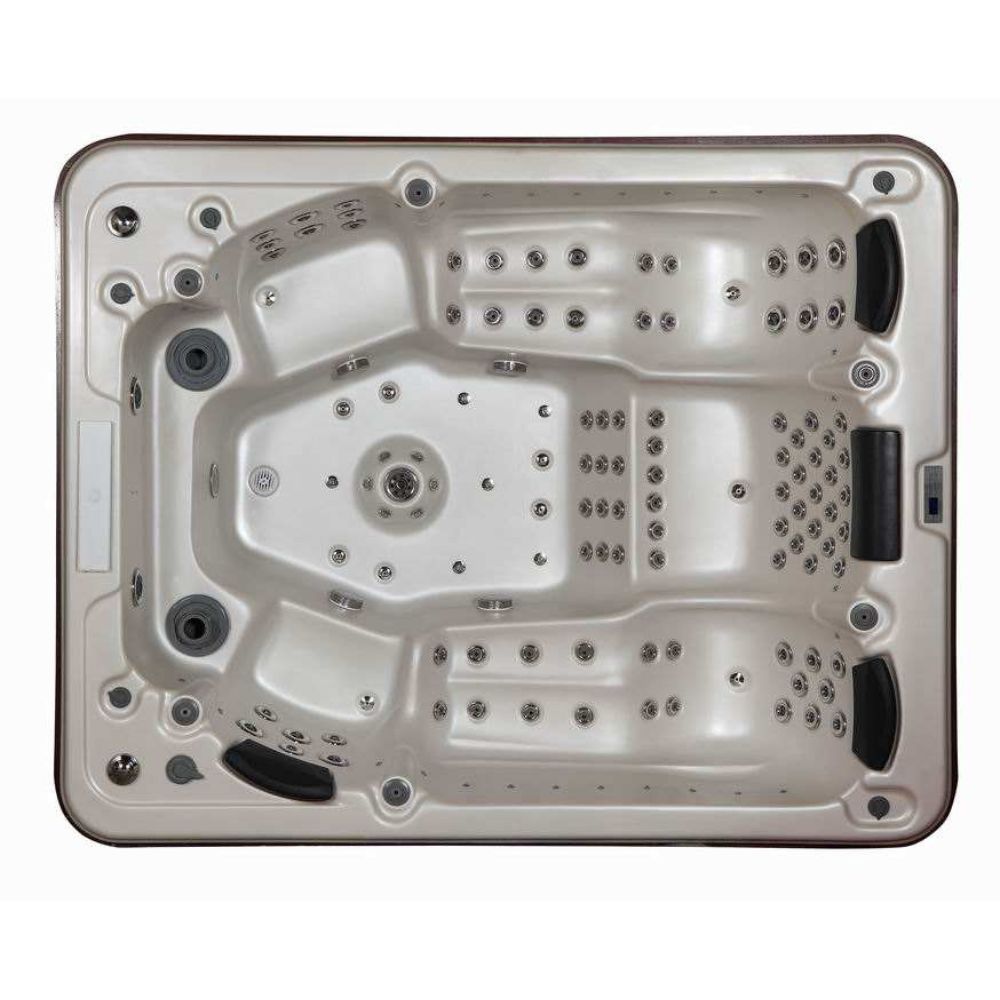 Top view of a hot tub with a white background