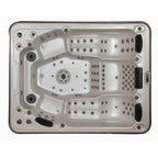 Top view of a hot tub with a white background