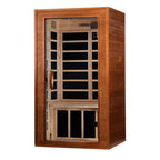 Wooden sauna with glass door on a white background