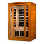 Wooden sauna with glass door on a white background