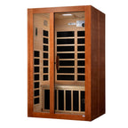 Wooden sauna with glass door on a white background