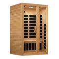 Wooden sauna with glass door on a white background