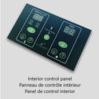 Interior control panel with digital display on a gray background