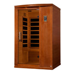 Wooden sauna with glass door on a white background