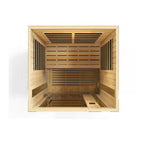 Wooden sauna interior on a white background