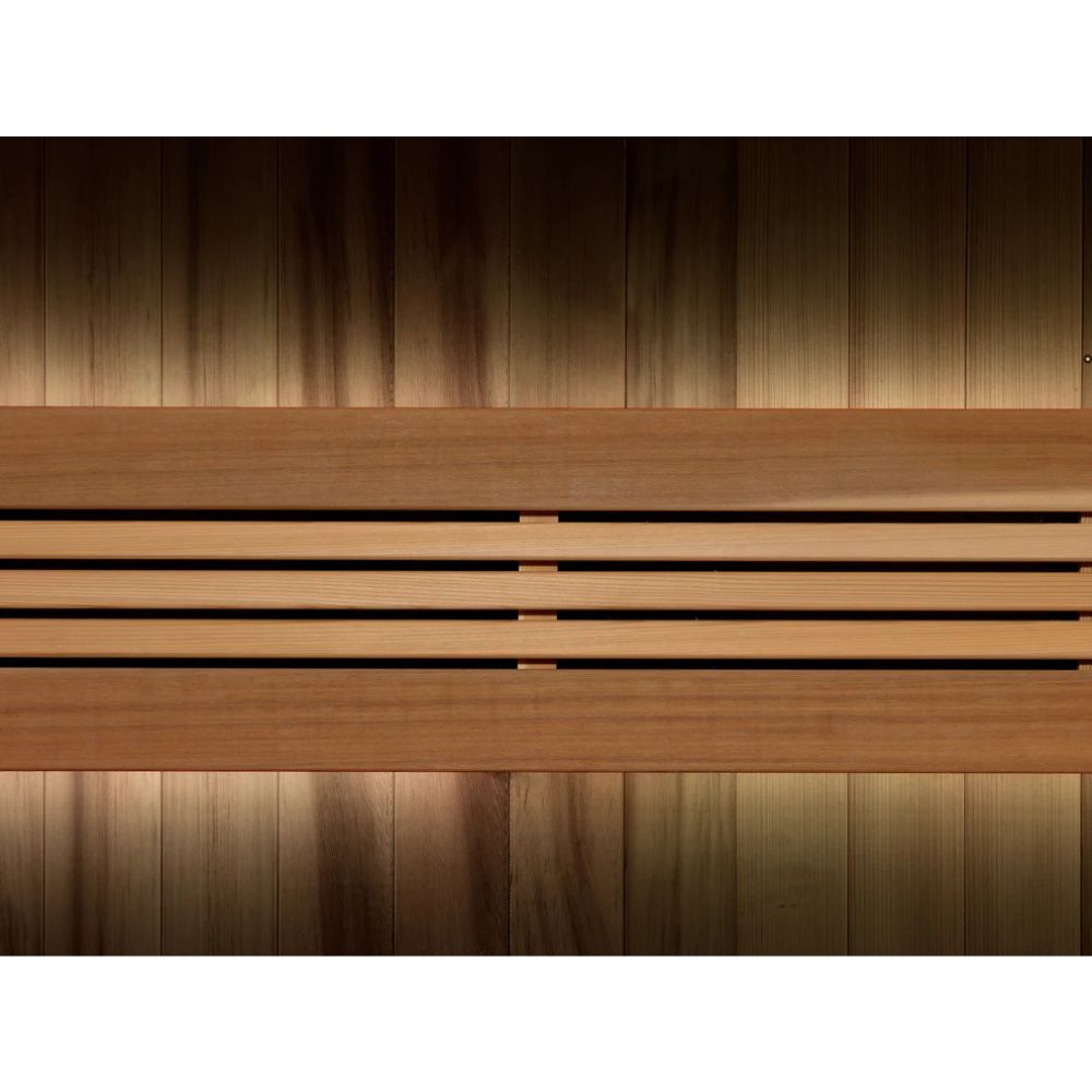 Wooden panel with horizontal slats on a white background
