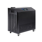 Black industrial machine with a digital display on a white background