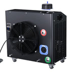 Black industrial cooler with fan and control panel on a white background