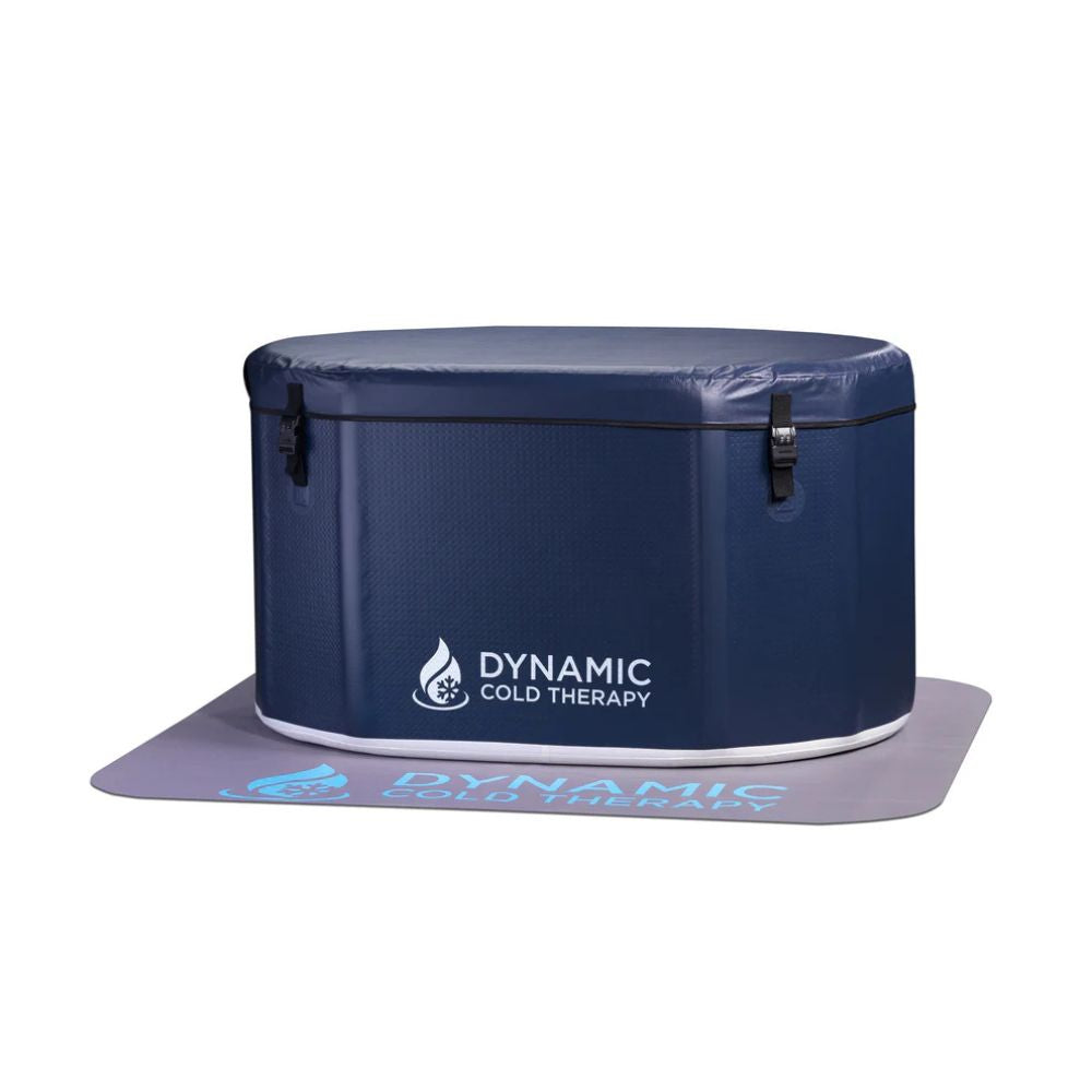 Navy blue cold therapy bag with 'Dynamic Cold Therapy' branding on a white background