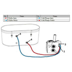 Diagram showing connections between a chiller, cold plunge inlet, and outlet on a white background.