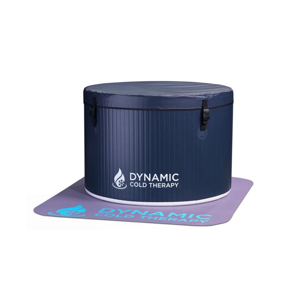 Navy blue cold therapy bag with 'Dynamic Cold Therapy' branding on a white background