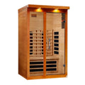 Wooden sauna with glass doors on a white background