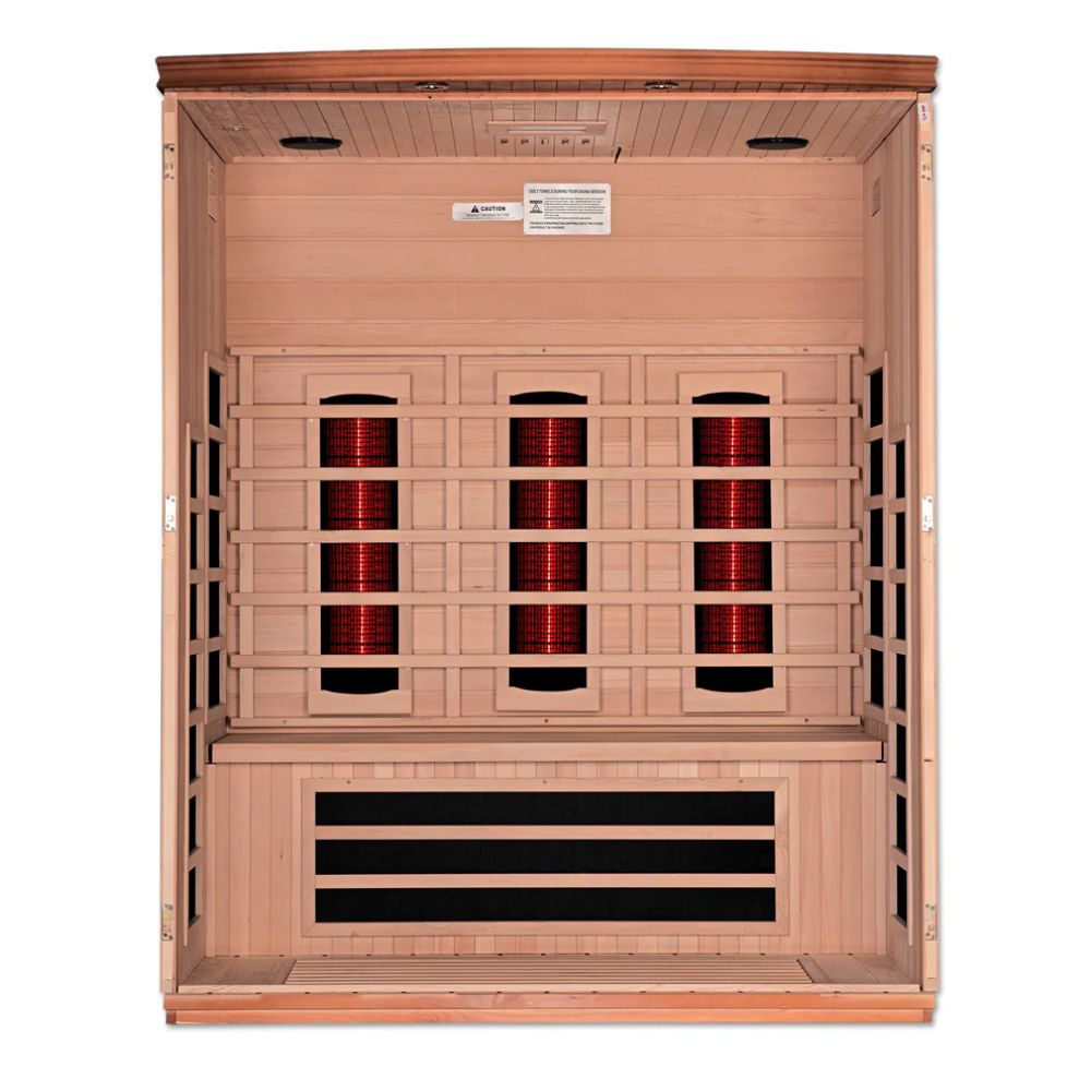 Dynamic Lugano 3-Person Full Spectrum Near Zero EMF Infrared Sauna (Hemlock)