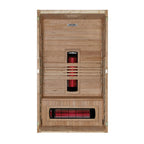 Wooden sauna with infrared heating elements on a white background