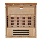 Wooden sauna with multiple compartments on a white background