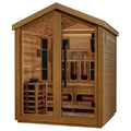 Wooden shed with glass doors and windows