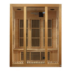 Wooden sauna with grid design on a white background