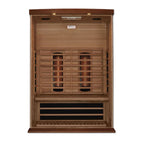 Wooden sauna with a white background