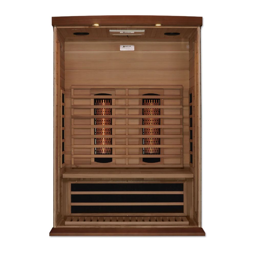 Wooden sauna with a white background