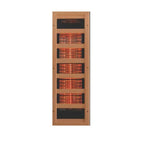 Infrared panel heater with wooden frame on a white background