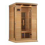 Wooden sauna with a white background