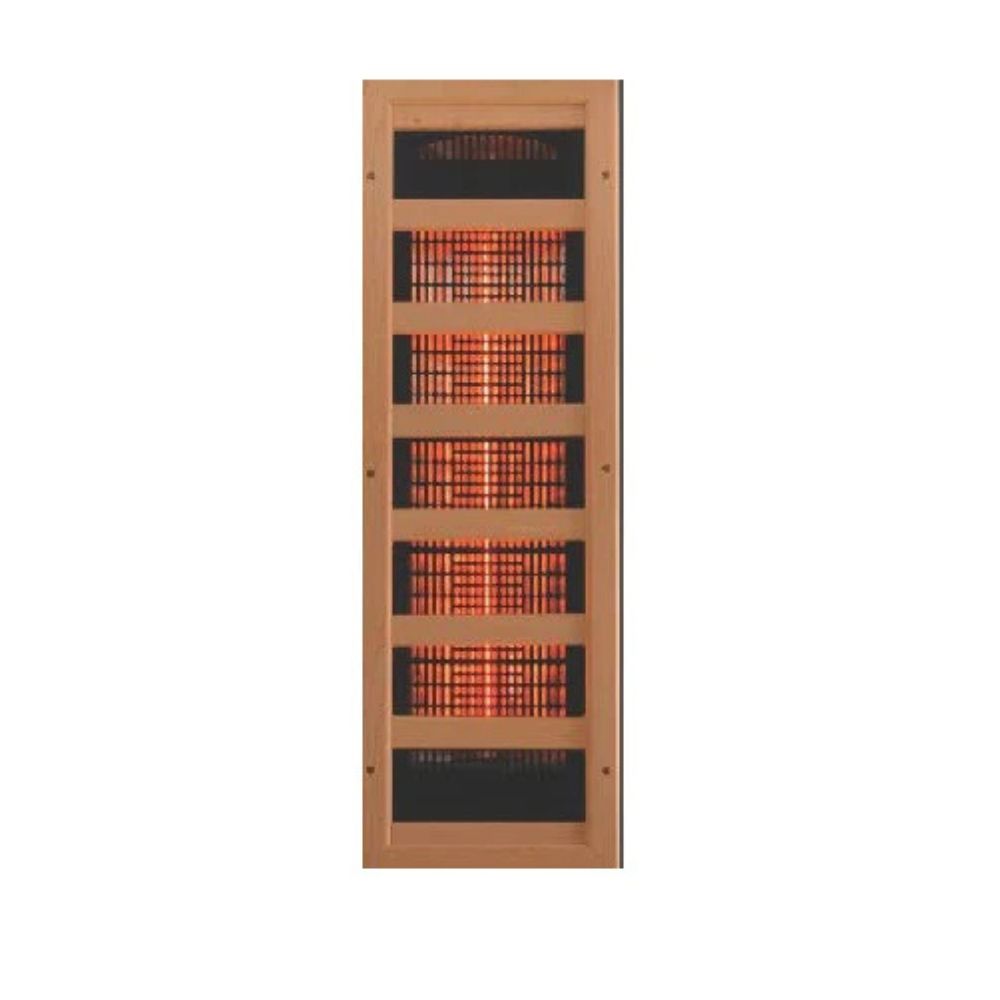 Infrared sauna panel with wooden frame on a white background