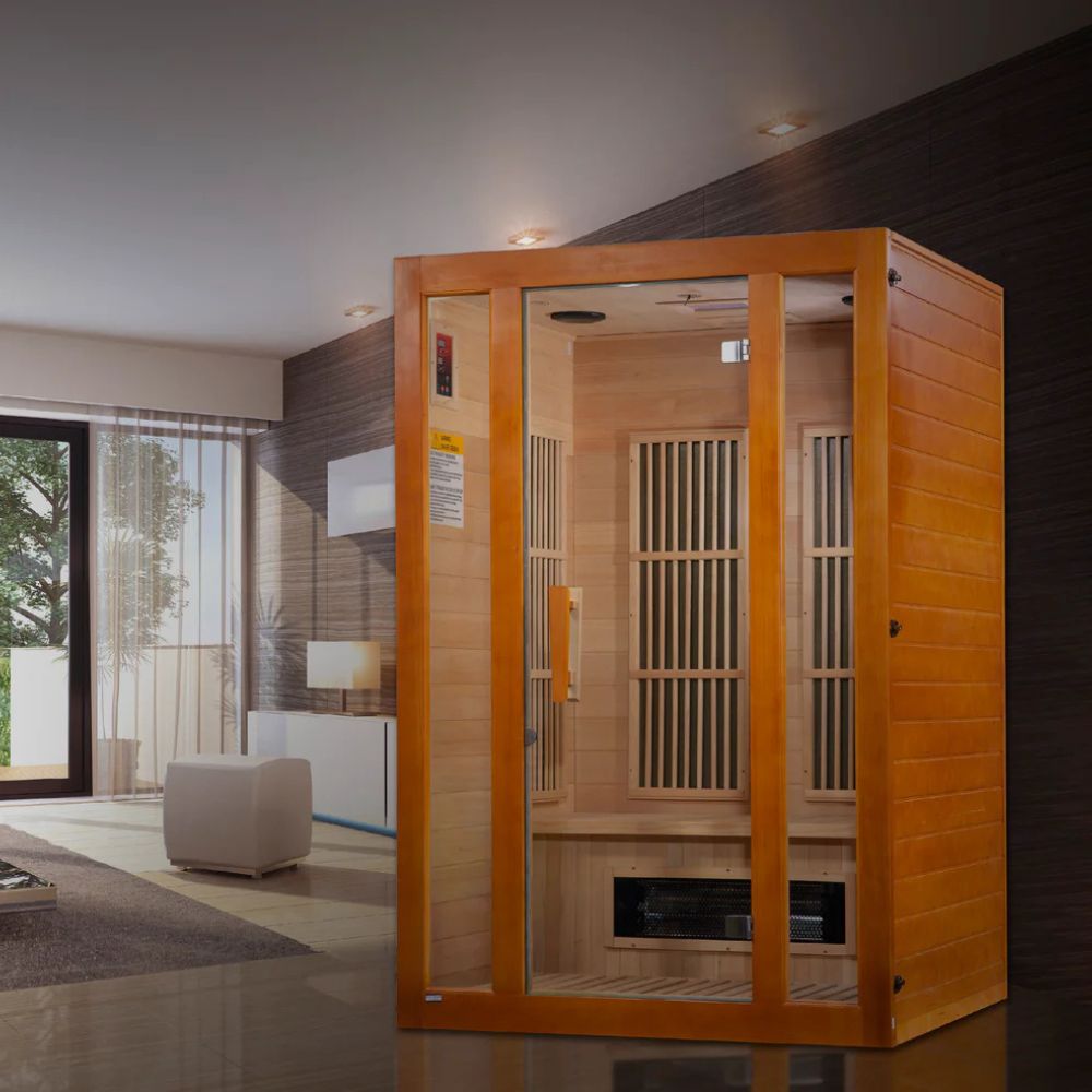 Infrared sauna in a modern living room setting