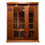 Wooden sauna with interior compartments on a white background
