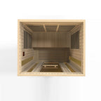 Wooden sauna interior on a white background