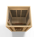Wooden sauna interior on a white background