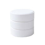 White cylindrical container on a white background